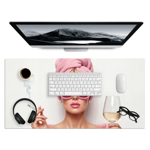 Vrouw - Roze - Wijn - Zonnebril Muismat XXL klein -3d