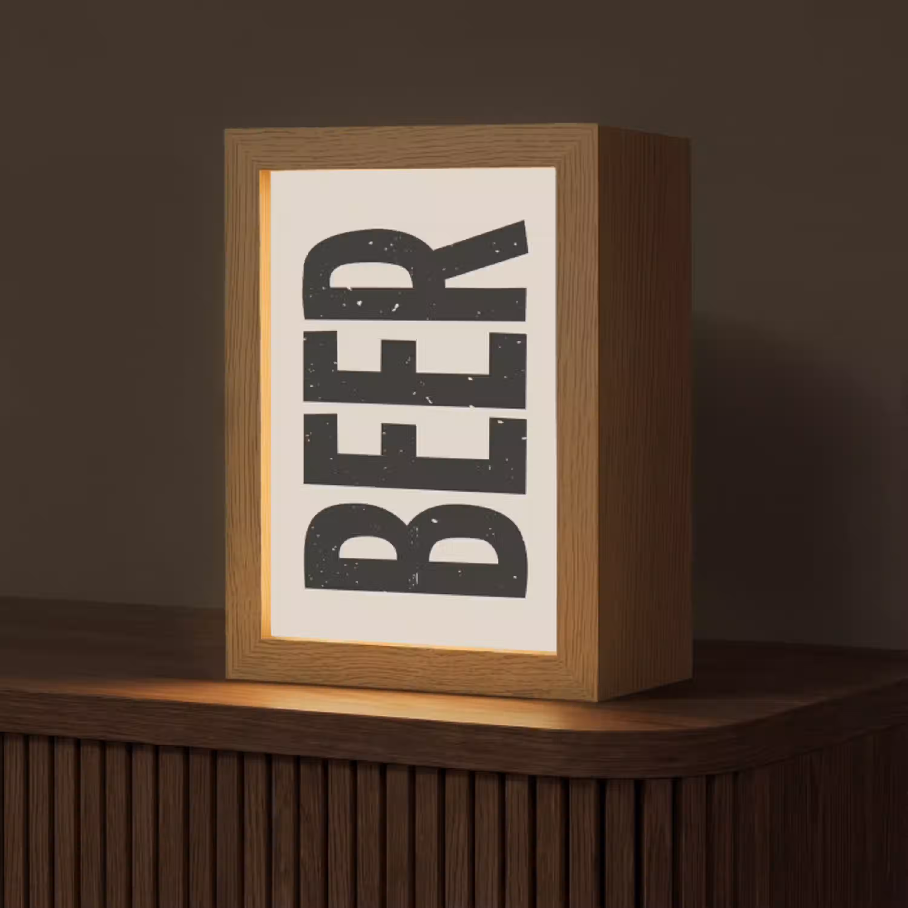 Beer - Vintage - Zwart - Beige Light Box met kabel (Tafellamp) klein -z3d_website