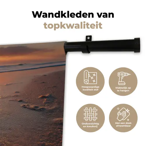 Schildpad - strand - Zonsondergang Wandkleed katoen klein -sfeer2