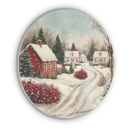 Kerstsfeer - Landelijk - Rood Akoestische PET Vilt - Rond klein -3d