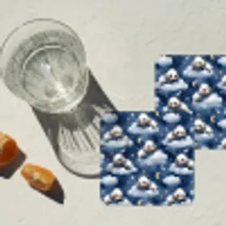 Panda's - Slapen - Blauw onderzetter kurk middel 366 -sfeer4