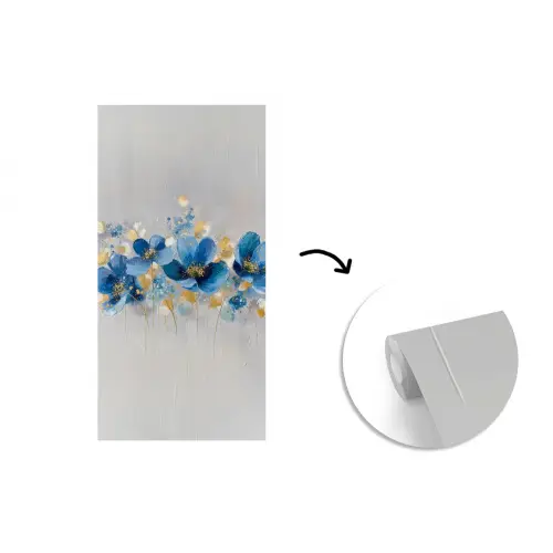 Bloemen - Blauw - Abstract fotobehang vinyl groot -3d