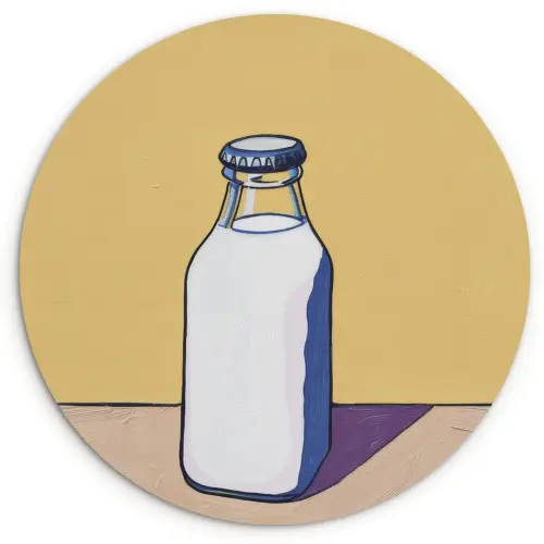 Glazen - Fles - Illustratie - Melk Wandcirkel plexiglas klein -3d