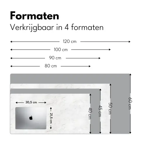 Wit - Marmer - Grijze aders Muismat XXL klein 681 -sfeer5