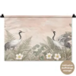 Kraanvogels - Natuur - Roze Wandkleed katoen klein -t3d_DE