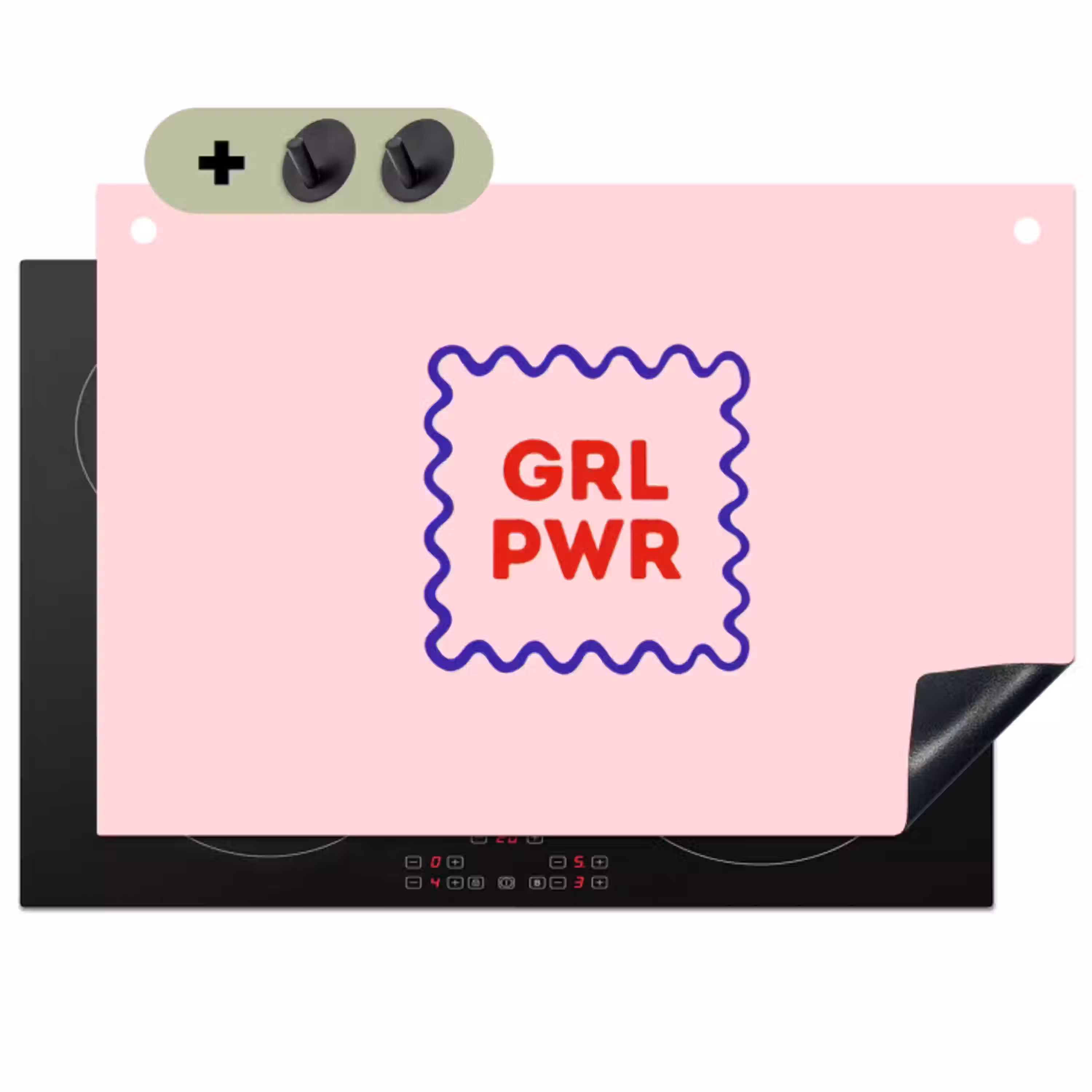 Grl pwr - Roze - Kader Inductie beschemer met haakjes klein -3d