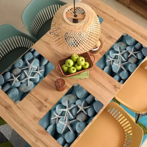 Zeesterren - Stenen - Wit Placemat vinyl groot -zzsfeer5_Kitchenyeah-website