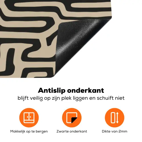 Grafisch - Lijnen - Zwart Inductie beschermer vinyl 3mm klein 276 -zzzzzzz-td-onderkant