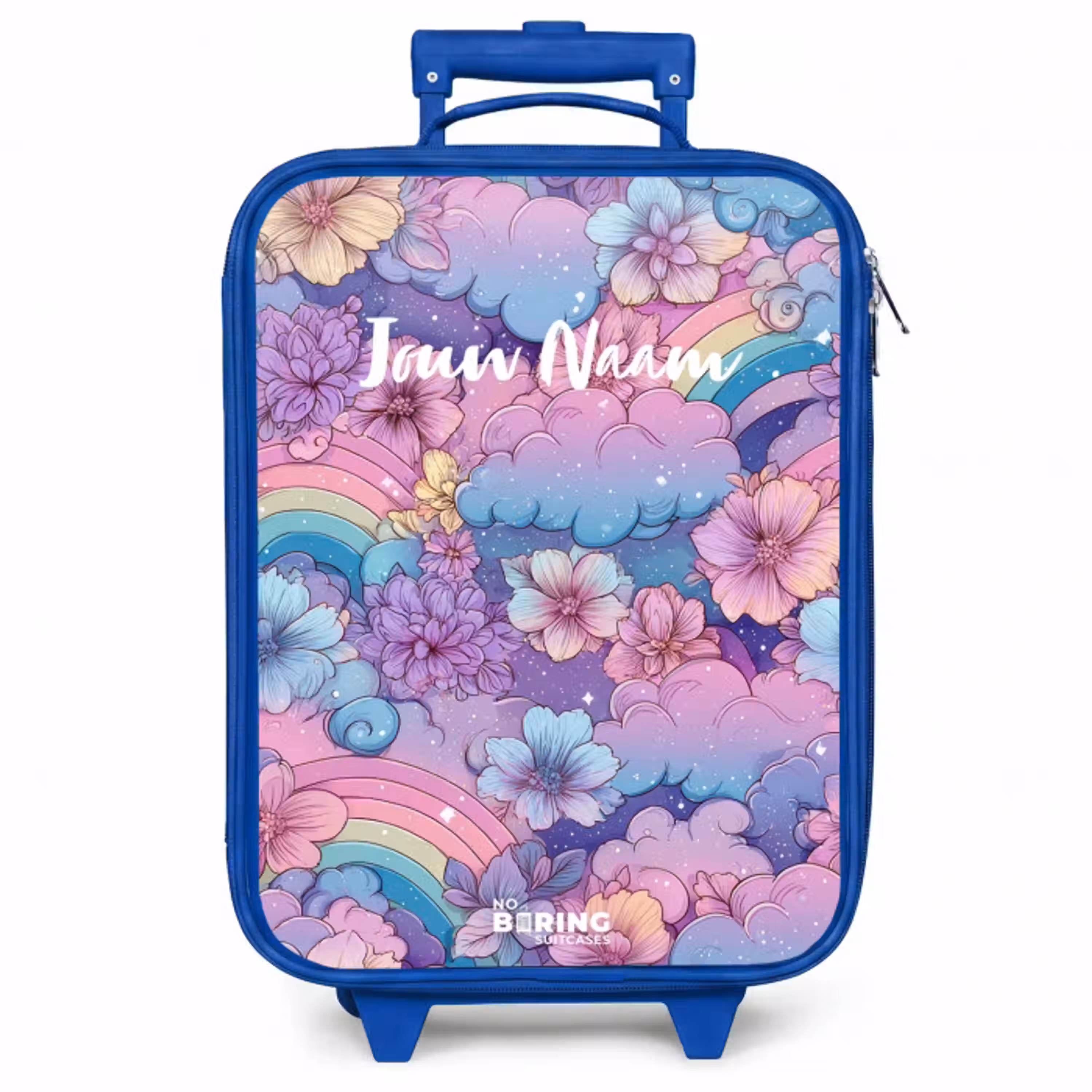 Illustratie van wolken, regenbogen en bloemen Kinderkoffer - Blauw klein -zzz_website3d