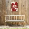 Loveyou - Hart - Rood Tuinposter op houten frame 2 cm dik klein -sfeer4