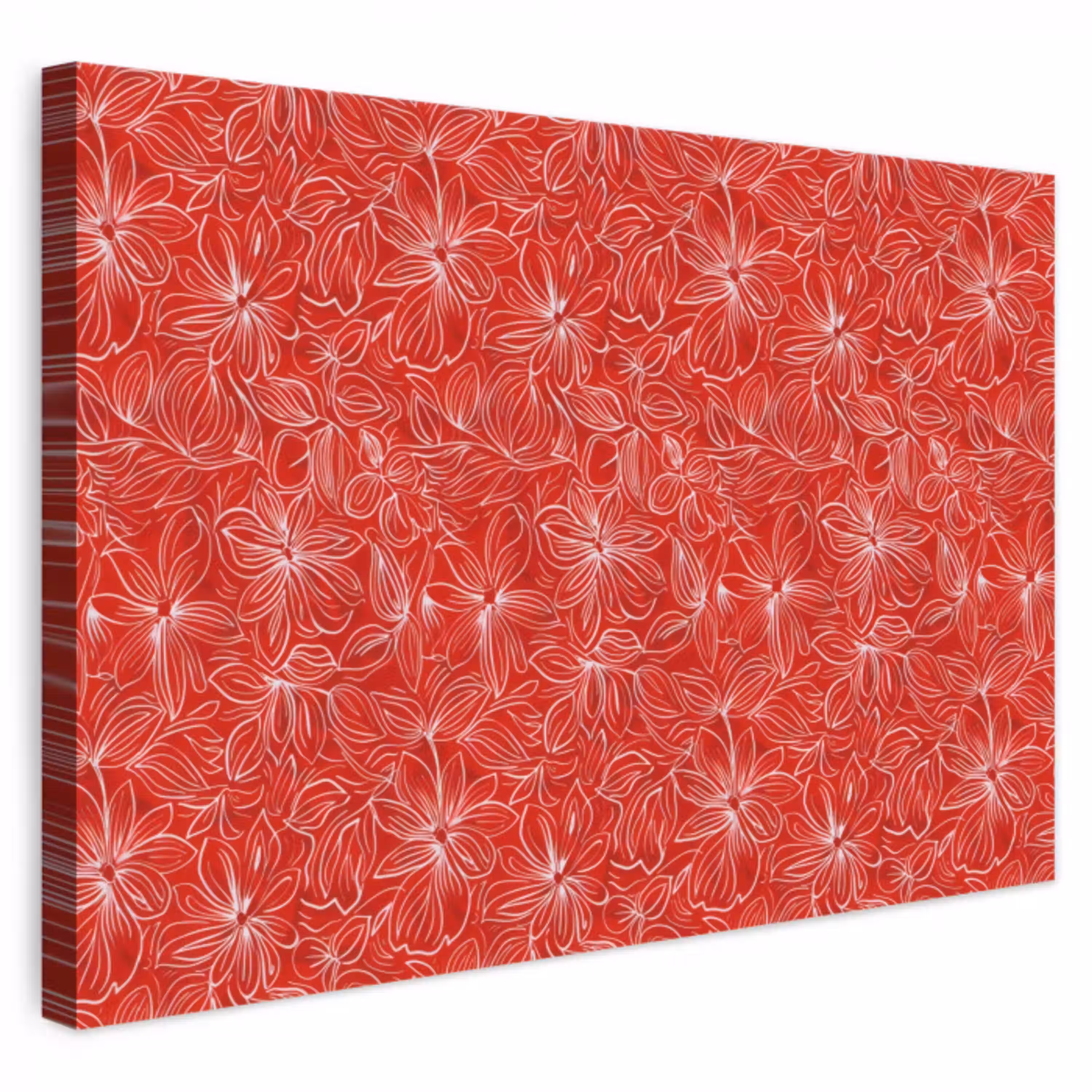 Bloemen - Patroon - Rood canvas 2cm klein 34 -3d