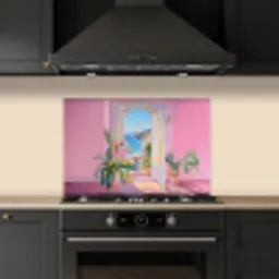 Roze - Buiten - Verf keuken achterwand spatscherm klein -sfeer1