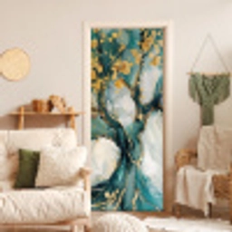 Boom - Modern - Verflook - Turquoise - Goud deurposter klein -sfeer2