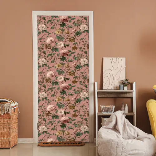 Bloemen - Klassiek - Roze deurposter klein 289 -sfeer1