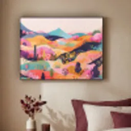 Golvende heuvels - Abstracte planten - Dromerig Textielframe - compleet frame klein -sfeer1