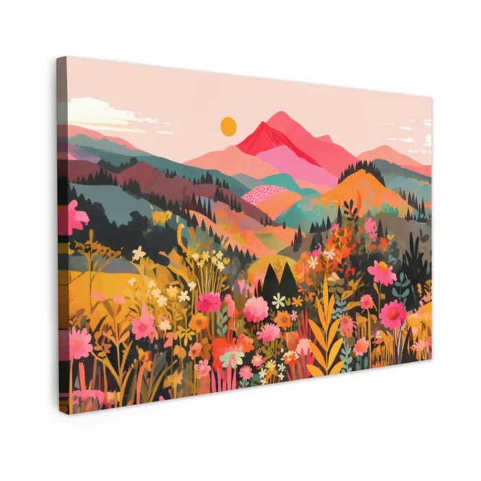 Zonsondergang - Bergvallei - Contrast canvas 2cm klein -z3d