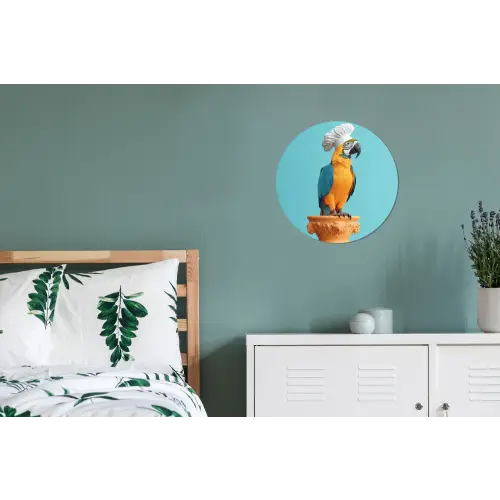 Papegaai - Koksmuts - Grappig - Vogel Wandcirkel aluminium klein -slaapkamer