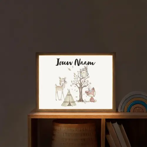 Wilde dieren - Bos - Illustratie Light Box met batterij (Wandlamp kind) middel -sfeer1_kind