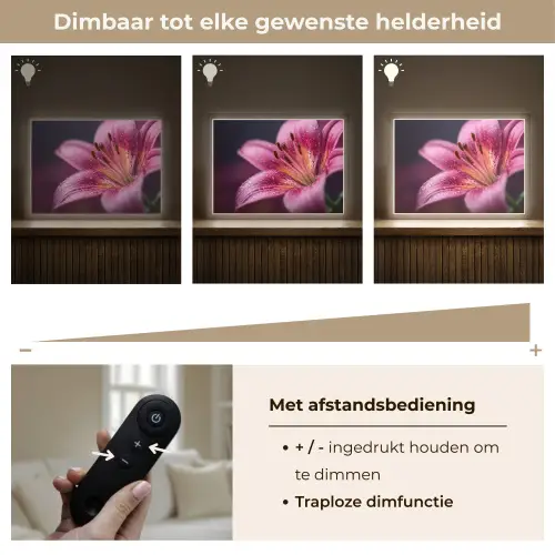 Roze - lelie - Dauwdruppels Light Box met batterij (Wandlamp) middel -USP_dimbaarNL