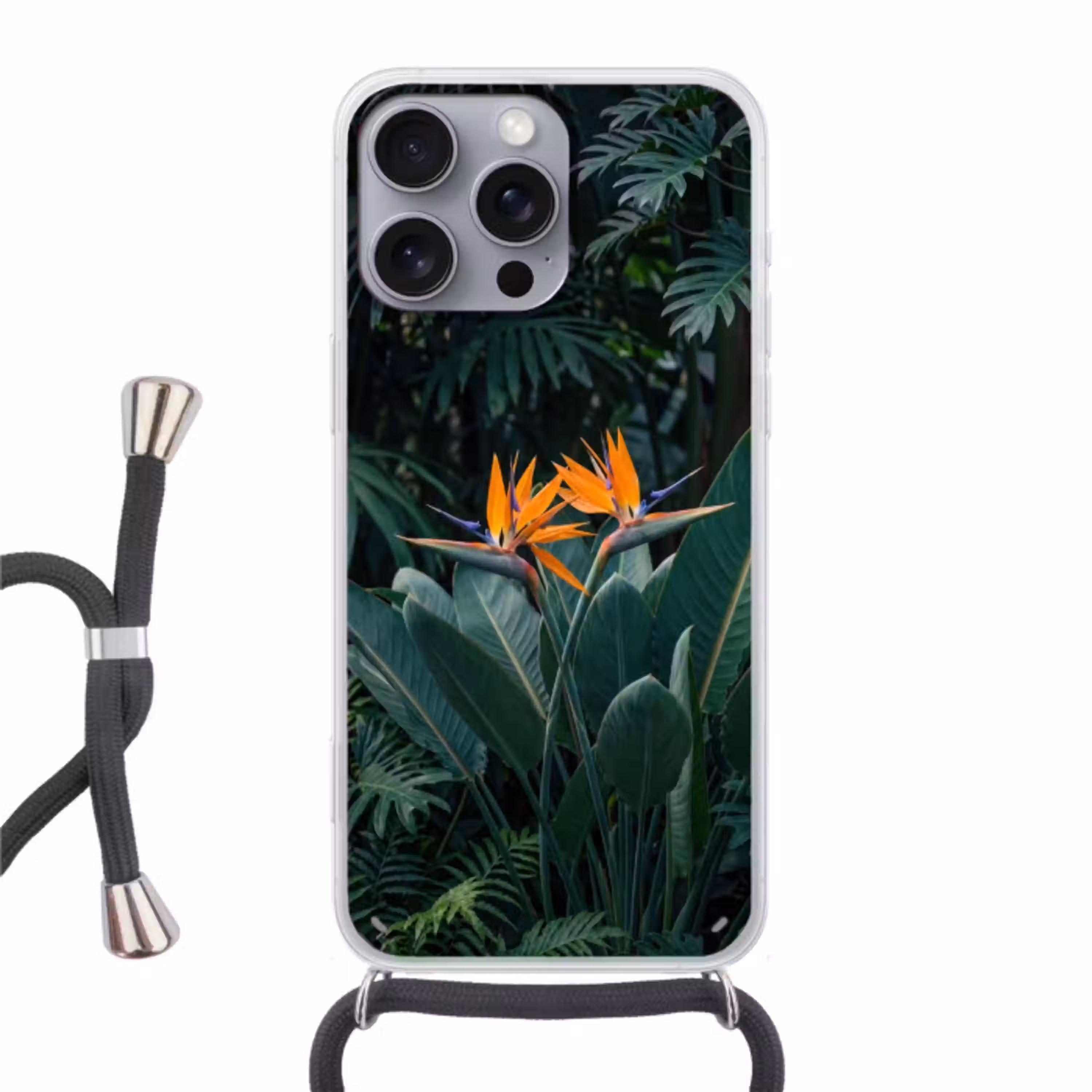 Paradijsvogel - Bloem - Exotisch Hoesje iPhone 16 Pro Max met koord klein -3d
