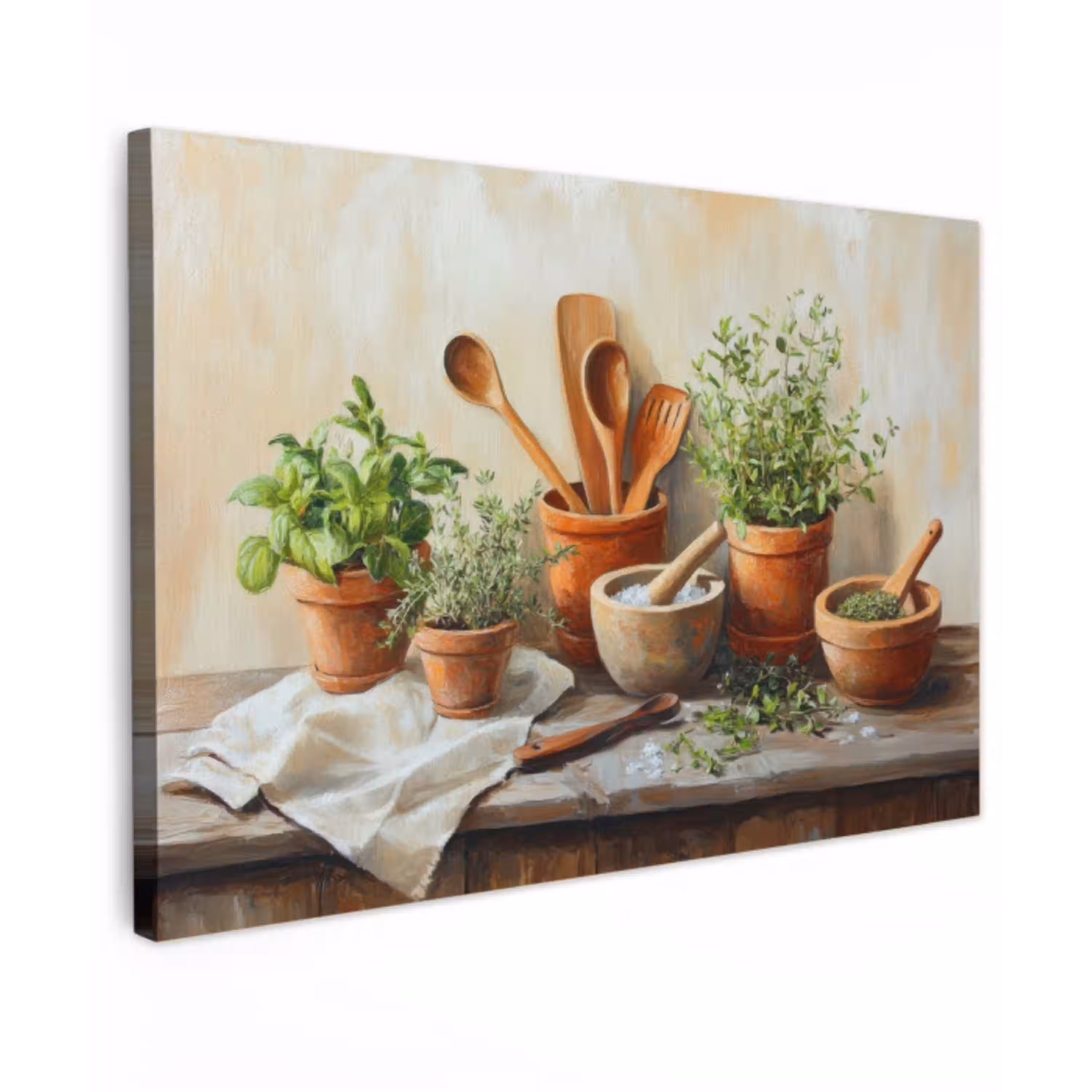 Potten - Kruiden - Hout canvas 2cm klein -z3d