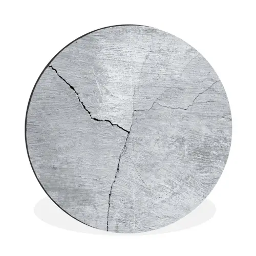 Beton - Scheur - Grijs Wandcirkel aluminium klein -3d