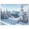 Sneeuw - Winter - Landschap - Bergen tuinposter los doek klein -3d