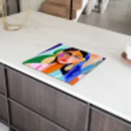 Portret - Vrouw - Modern Inductie beschermer vinyl 3mm middel -sfeer8