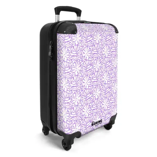 Bloemen en bladeren op paarse achtergrond NBS - Handbagage koffer - Kinderen Unisex middel -productfoto_3d