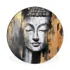 Boedhha - Penseelstreken - Goud - Abstract Wandcirkel aluminium klein -3d