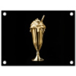 Milkshake - Goud - Drinken - Zwart tuinposter los doek klein -3d