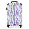 Lila strepen op een mintgroene achtergrond NBS - Handbagage koffer - Volwassenen Unisex middel -productfoto_recht