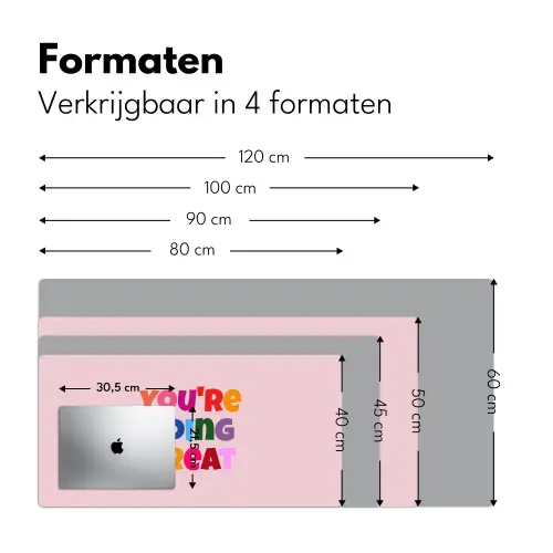 You're doing great - Roze - Kleurrijk Muismat XXL klein -sfeer5