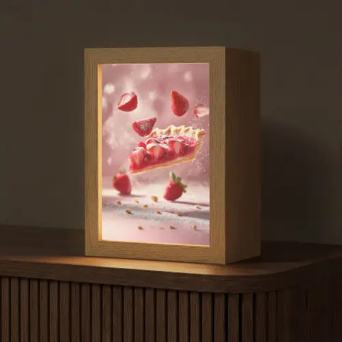 Aardbei - Taart- Eten - Roze Light Box met kabel (Tafellamp) klein -z3d_website
