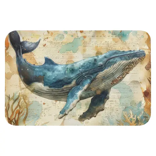 Vintage - Walvis - Watercolor - Blauw - Zeedieren WCmat klein -3d