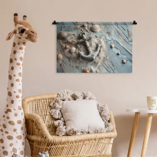 Anker - Hout - Schelpen - Zand Wandkleed katoen klein -wsfeer5_kind