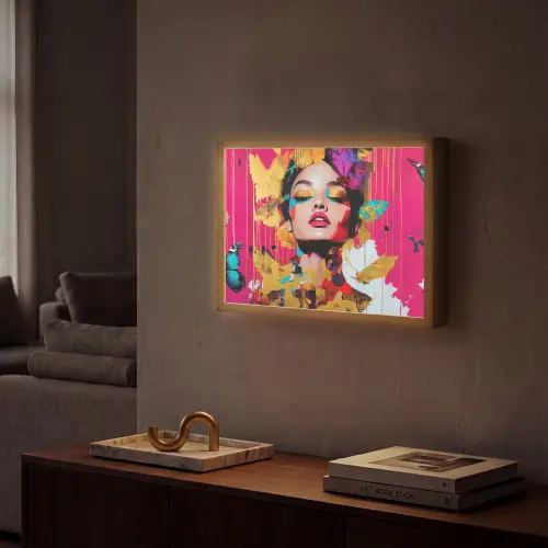 Vrouw - Abstract - Kleurrijk Light Box met batterij (Wandlamp) middel -sfeer1