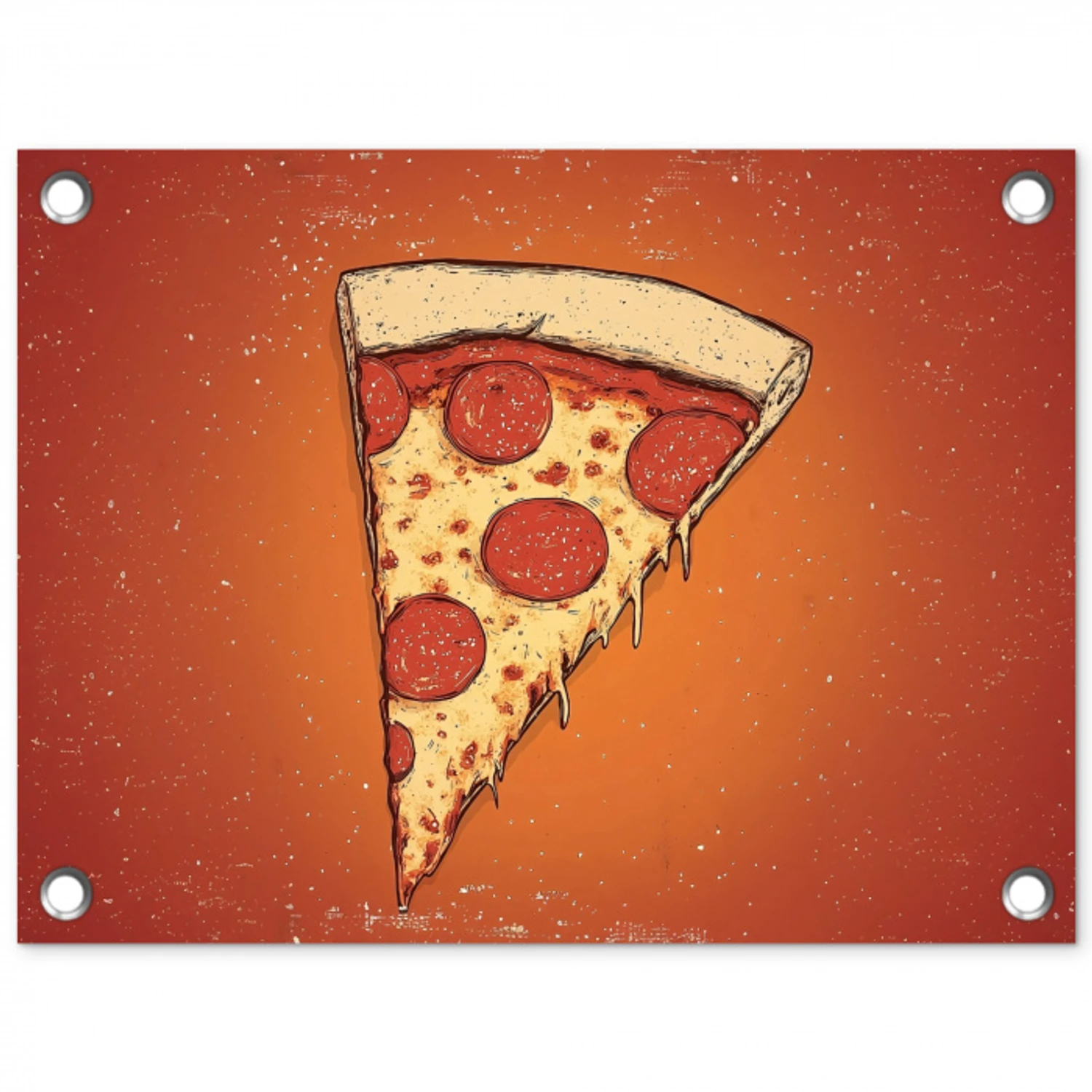Pizza - Kaas - Rood - Pepperoni tuinposter los doek klein -3d