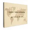 Beige - Wereldkaart - Quote - Handgeschreven canvas 2cm middel -z3d