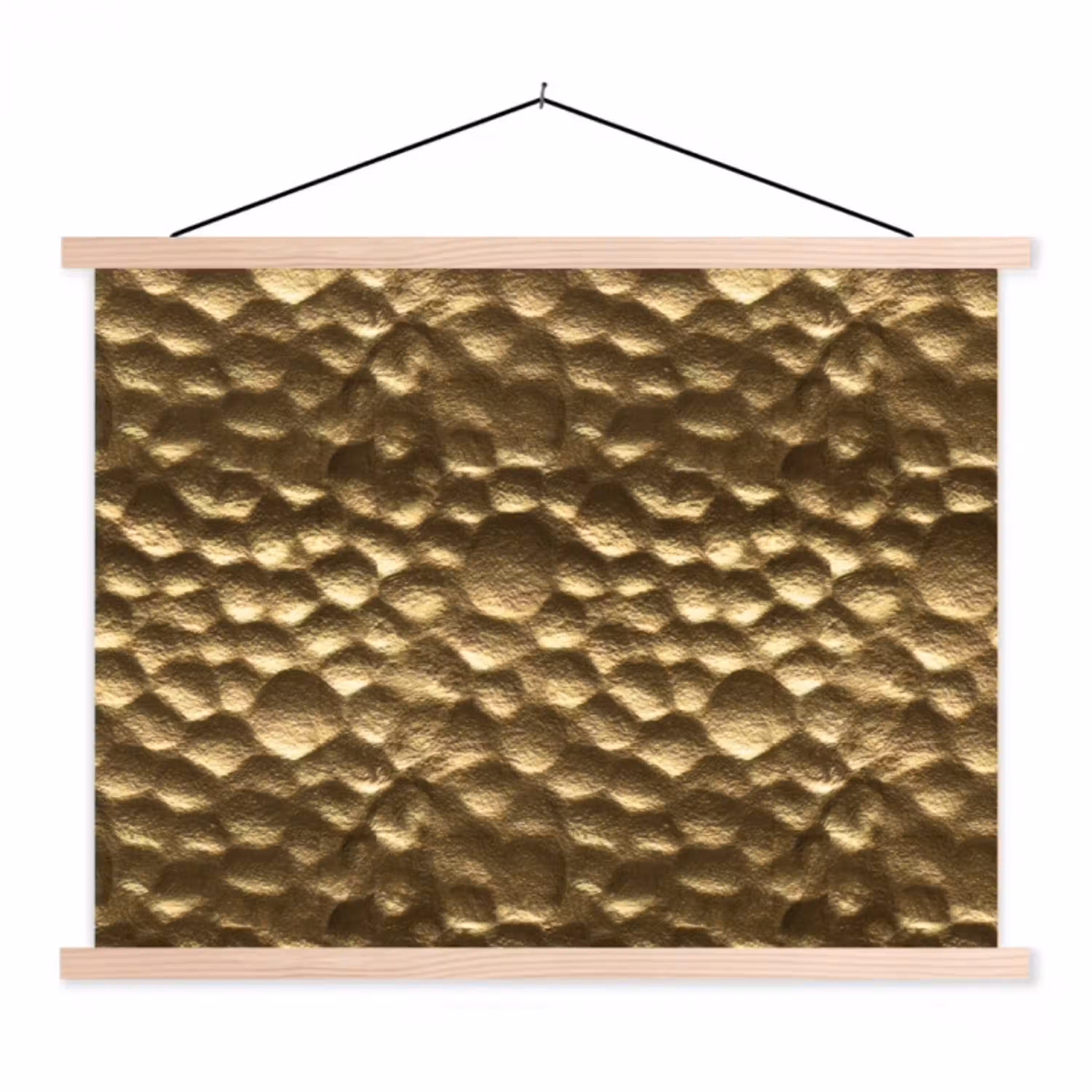 Gehamerd - Reliëf - Textuur - Bronsgoud textielposter latten blank klein 122 -3d