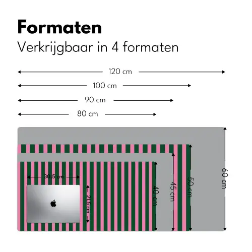 Verticale strepen - Groen - Roze Muismat XXL klein 681 -sfeer5