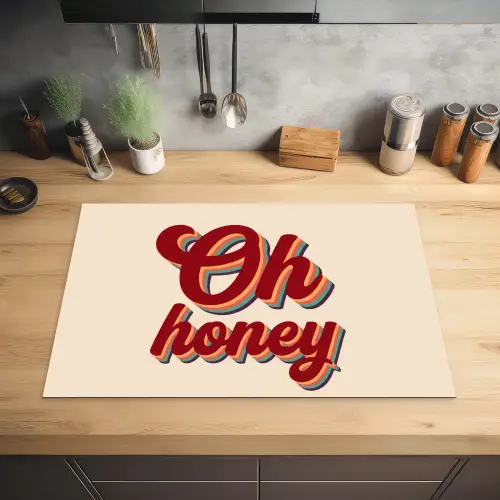 Oh honey - Rood - Schaduw Inductie beschermer vinyl 3mm klein -sfeer5