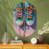 Sneakers - Veters - Kleurrijk - Schaduw Wandcirkel Ovaal Glas middel -sfeer2