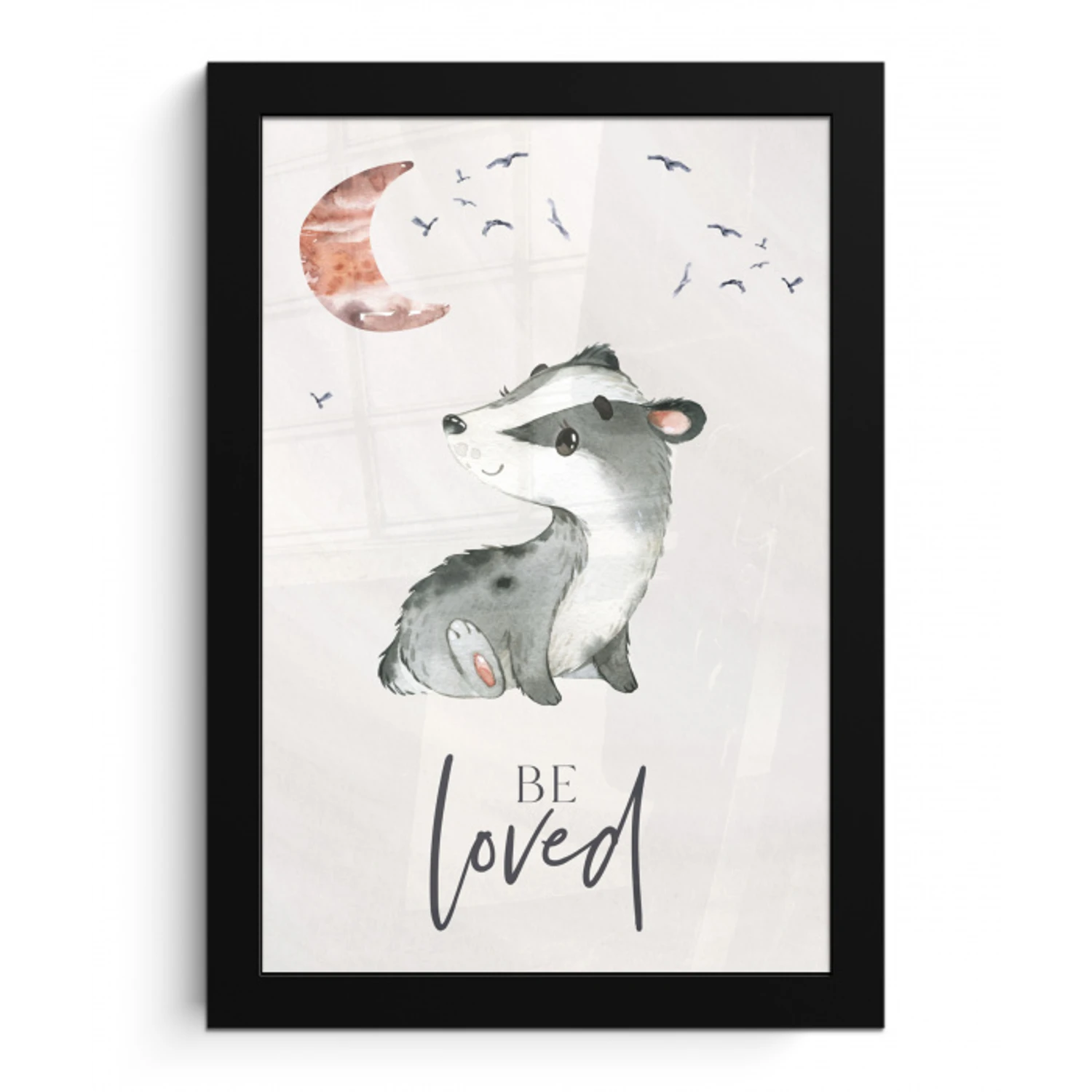 Quotes - Be loved - Spreuken - Kind - Jongens - Meisjes - Waterverf fotolijst zwart zonder passe partout klein -3d