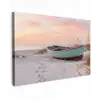 Rustiek - Roeiboot - Zandstrand Tuinposter op houten frame 2 cm dik klein -3d