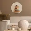 Boeken - Toren - Koffie - Beige Akoestische PET Vilt - Rond klein -sfeer1