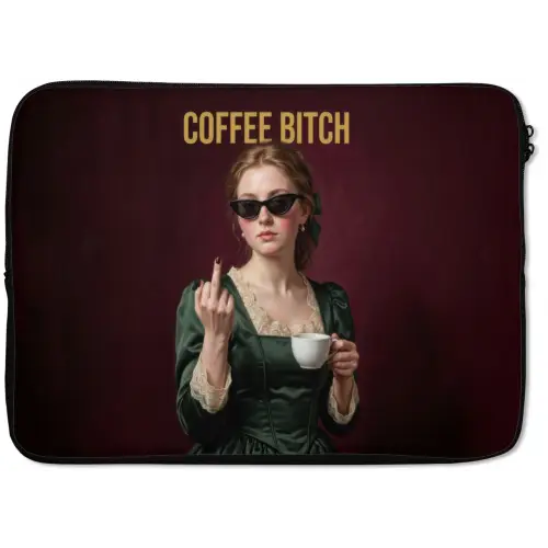 Koffie - Vrouw - Middelvinger laptophoes neopreen klein -zkaufland3dotto