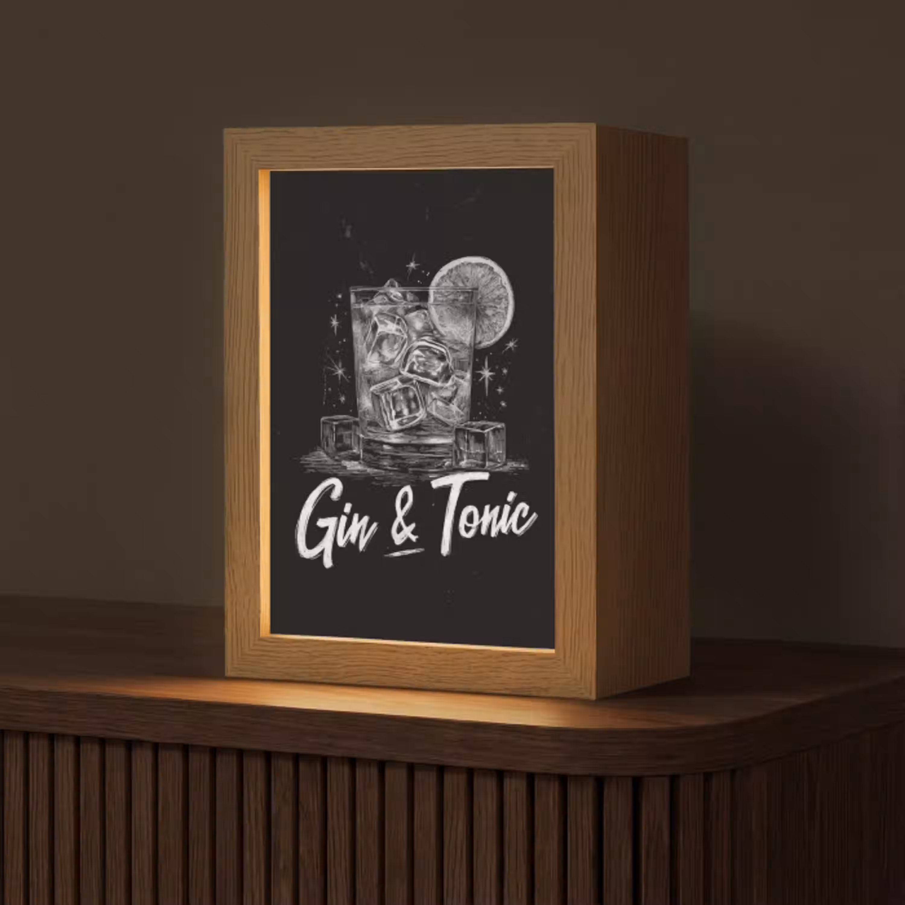 Gin en tonic - Glas - Limoen - Ijsblokjes Light Box met kabel (Tafellamp) klein -z3d_website