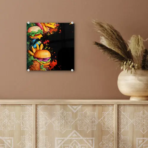 Fastfood - Graffiti - Hamburger - Eten - Modern plexiglas 5mm klein -sfeer5