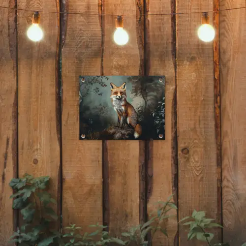Vos - Rots - Bos - Oranje tuinposter los doek klein -sfeer1
